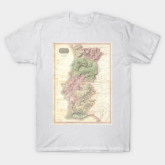 Vintage Map of Portugal (1818) T-Shirt by Bravuramedia